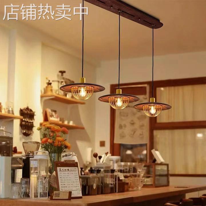 日式轻奢黑胡桃木色餐厅吊灯简约现代北欧酒吧极简轻奢餐桌吧台灯
