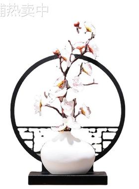 茶室禅意摆件新中式复古创意半云屏客厅电视柜桌面装饰品古典摆设