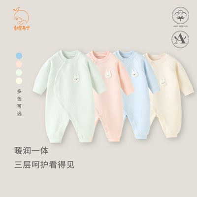 婴儿连体衣秋冬保暖无骨睡衣
