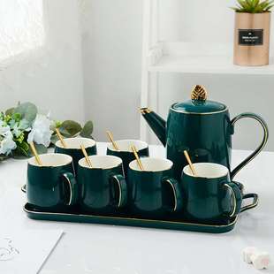 北欧泡茶具杯子套装 正品 茶杯家用轻奢水杯茶壶花陶瓷水具杯具客厅