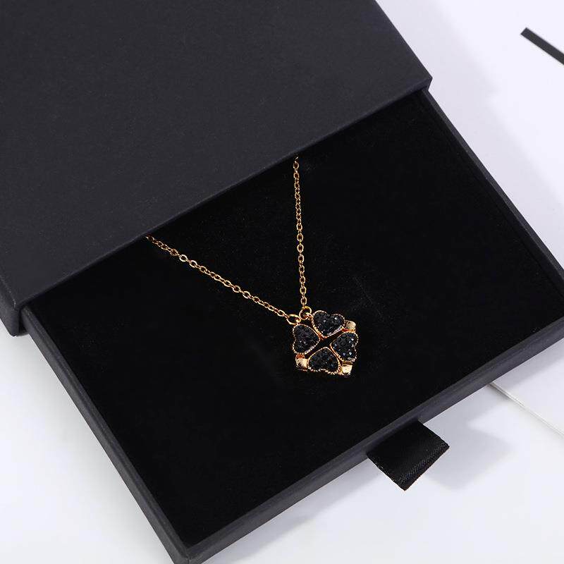 黑色吊坠包装盒耳钉项链珠宝扁盒子丝带抽屉手镯徽章纸盒现货