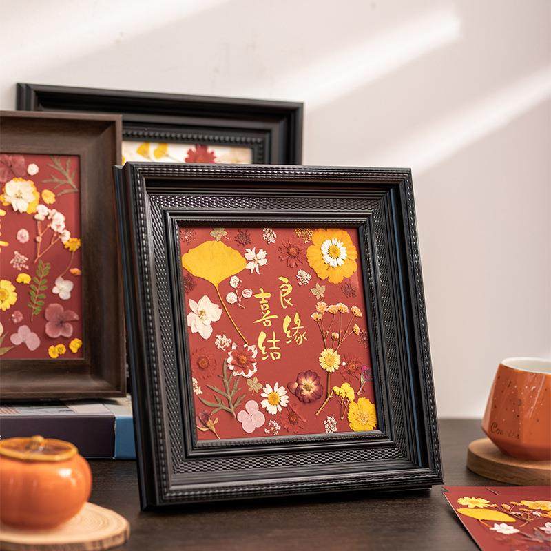 压花相框正方形手工干花标本装饰自装裱轻奢高级感画框展示框,家居饰品,DIY亲子装饰画,淘宝优惠券,粉丝福利购,淘宝优惠卷