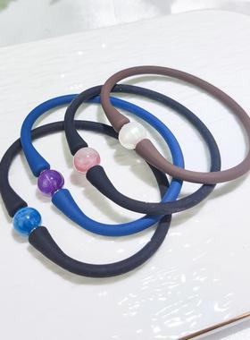 外贸天然水晶软硅胶手镯手链淡水珍珠弹性珠子手串黄水晶跨境