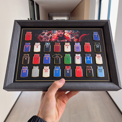 实木相框篮球球衣徽章摆台礼物