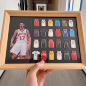 林书豪随机24枚球衣徽章实木相框装 饰画挂框桌面摆台创意球迷礼物