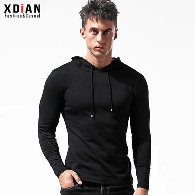 连帽长袖t恤男纯棉修身卫衣男