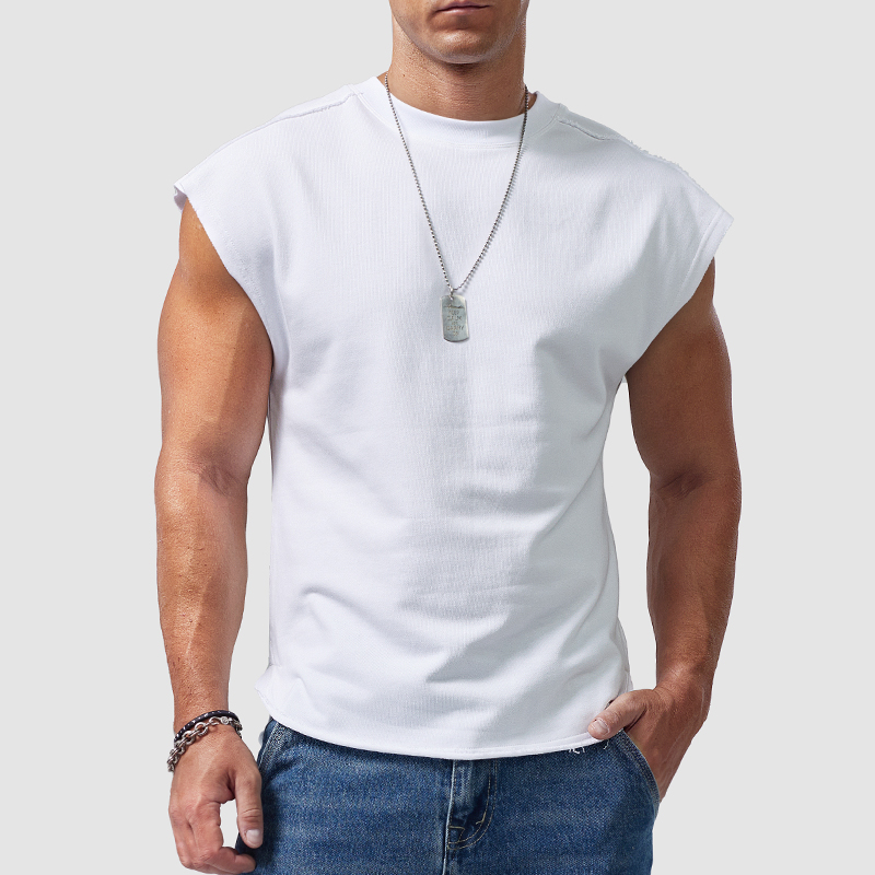 重磅无袖t恤男士宽松背心纯棉