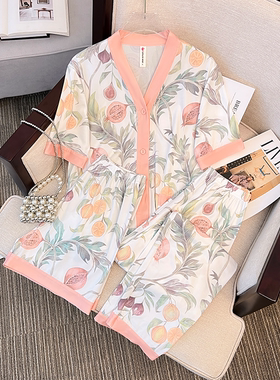 夏季爆款休闲气质ins睡衣家居服三件套82171J