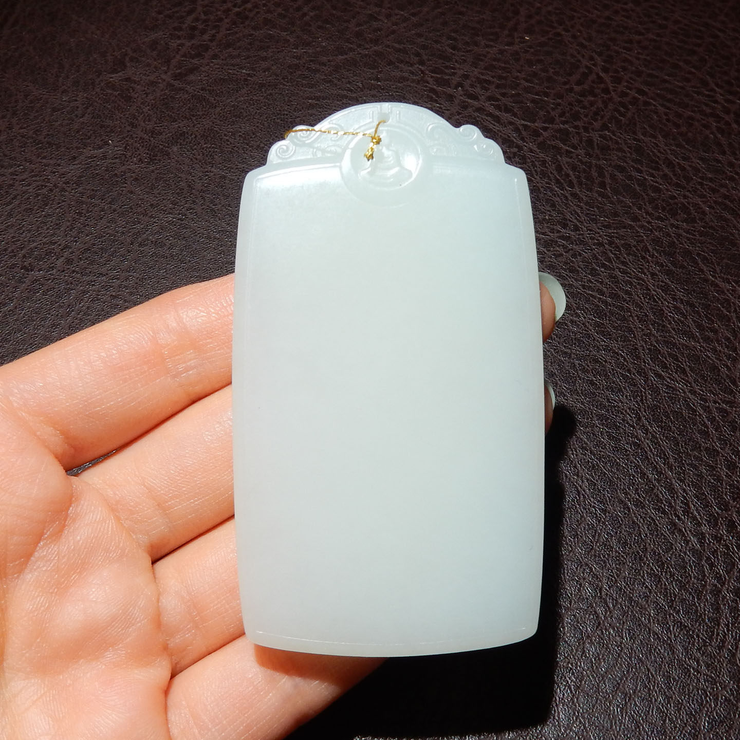 新疆和田玉且末料羊脂白玉无事牌吊坠 温润文玩挂坠