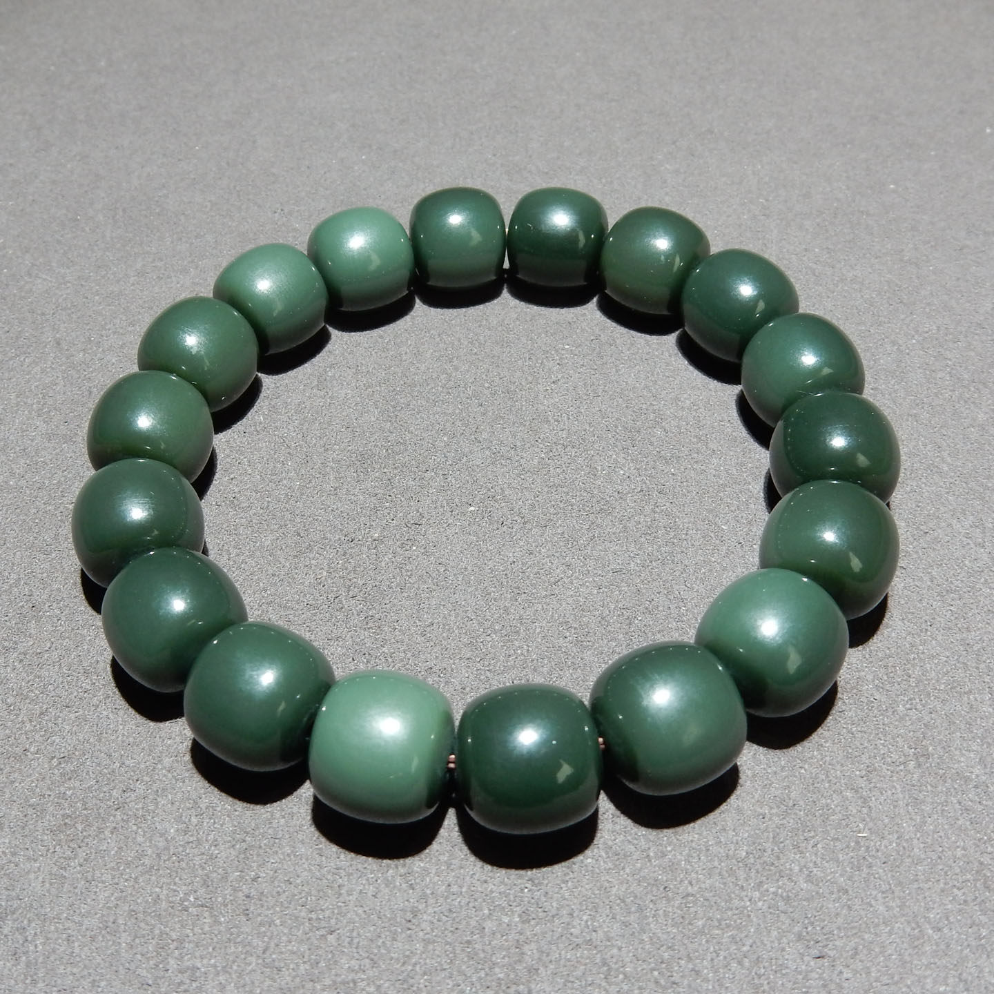 新疆和田玉沙枣青籽料手串12mm老型珠 天然玉石手链 男女款带证书