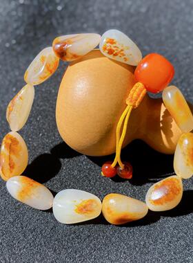 新疆和田玉白玉籽料原石手串 随形玉石手链 男女款文玩手串