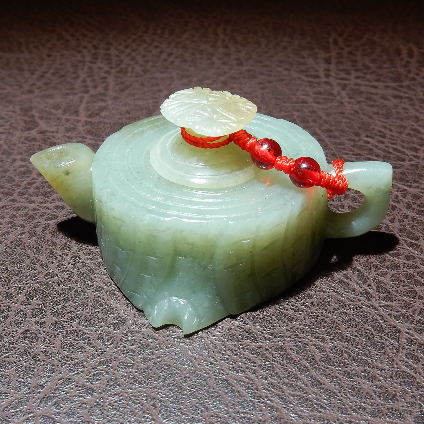 【特色料】和田玉且末蓝带糖把把壶手把件 树桩纹巧雕油润把玩件