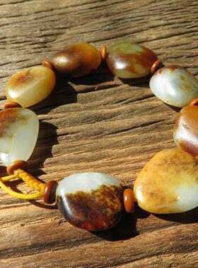 新疆和田玉白玉籽料原石手串 随形玉石手链 男女款文玩手串