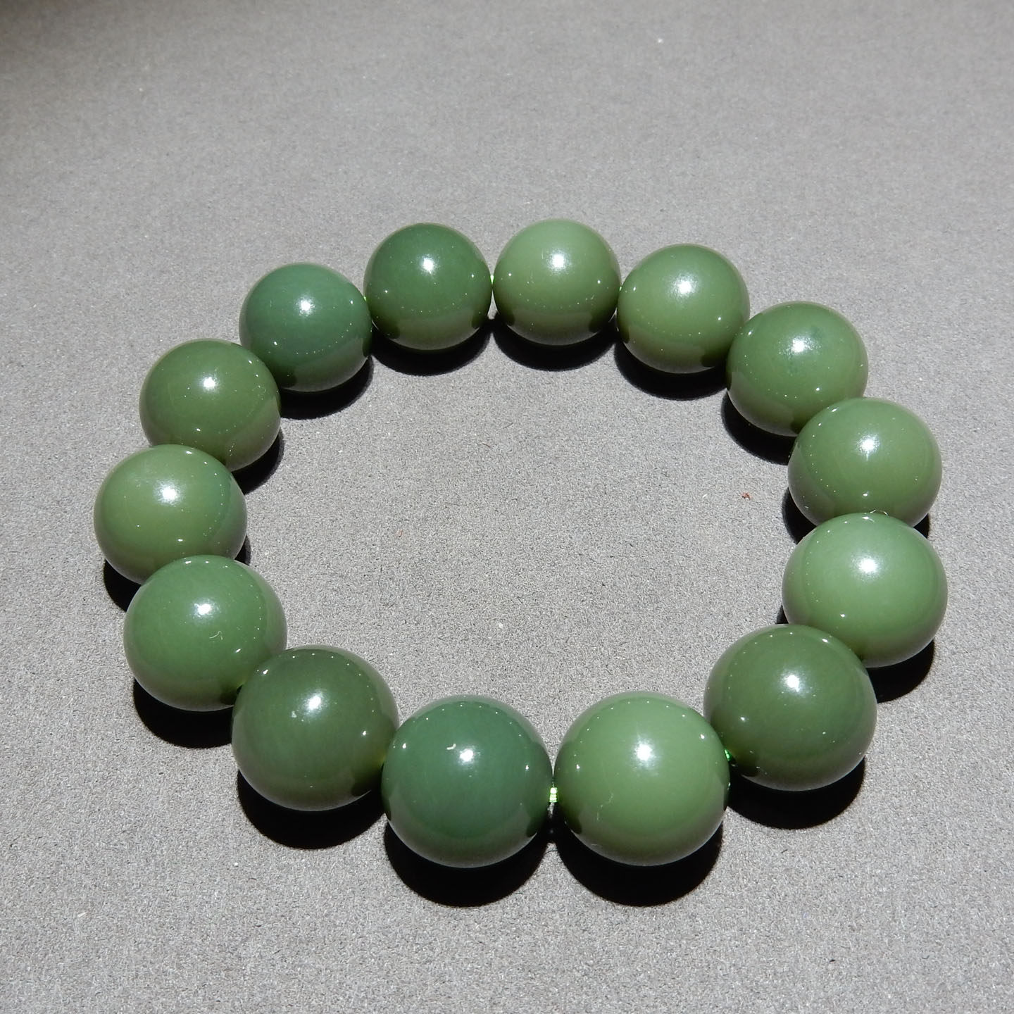 和田玉新疆沙枣青籽料手串 16mm 圆珠 天然玉石手链男女文玩饰品