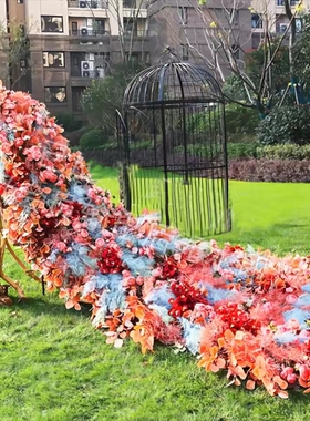 大型仿真花艺道具橱窗美陈孔雀