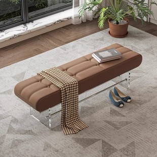 意式轻奢卧室床边长凳现代简约床尾凳软包换鞋凳极简亚克力沙发凳