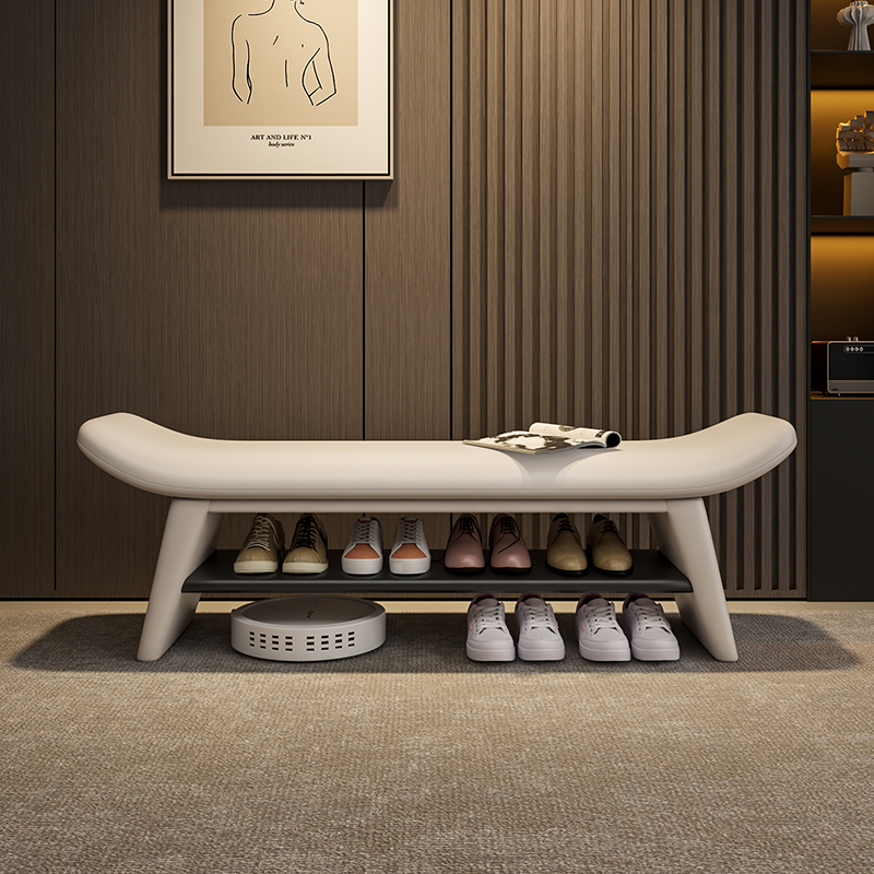 高级感入户卧室床尾长条凳