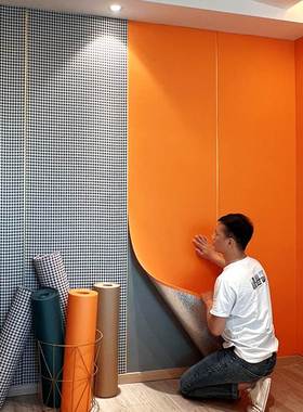 爱马仕橙色墙纸自粘背景墙贴橘色防水防潮可擦洗壁纸遮丑墙壁贴纸