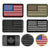 美国国旗刺绣魔术贴臂章军迷战术士气章大尺寸加拿大绣花自粘徽章