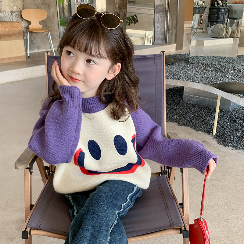 女童毛衣秋冬款2025新款洋气儿童冬装加厚套头针织衫打底毛线上衣