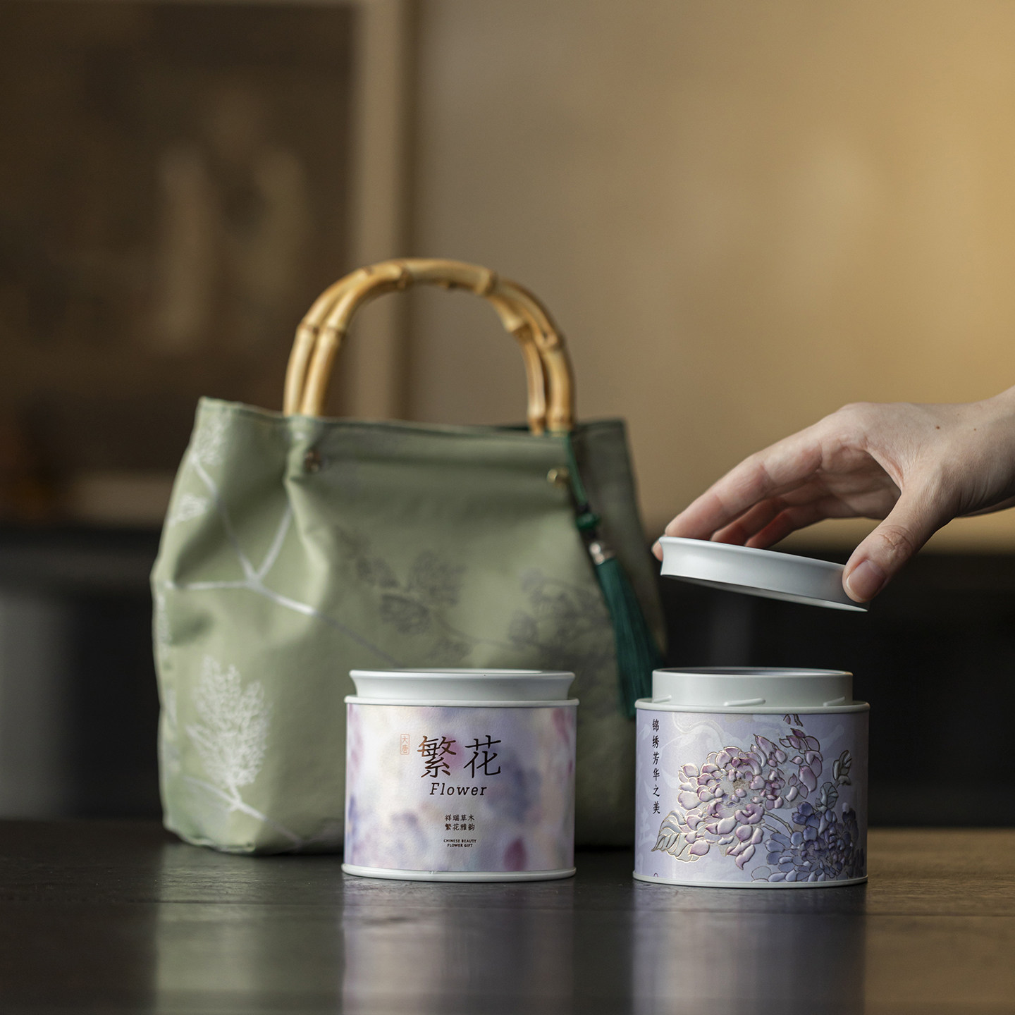 国风布质茶叶手提袋普洱茶古树红茶绿茶通用茶叶包装袋送礼礼品袋