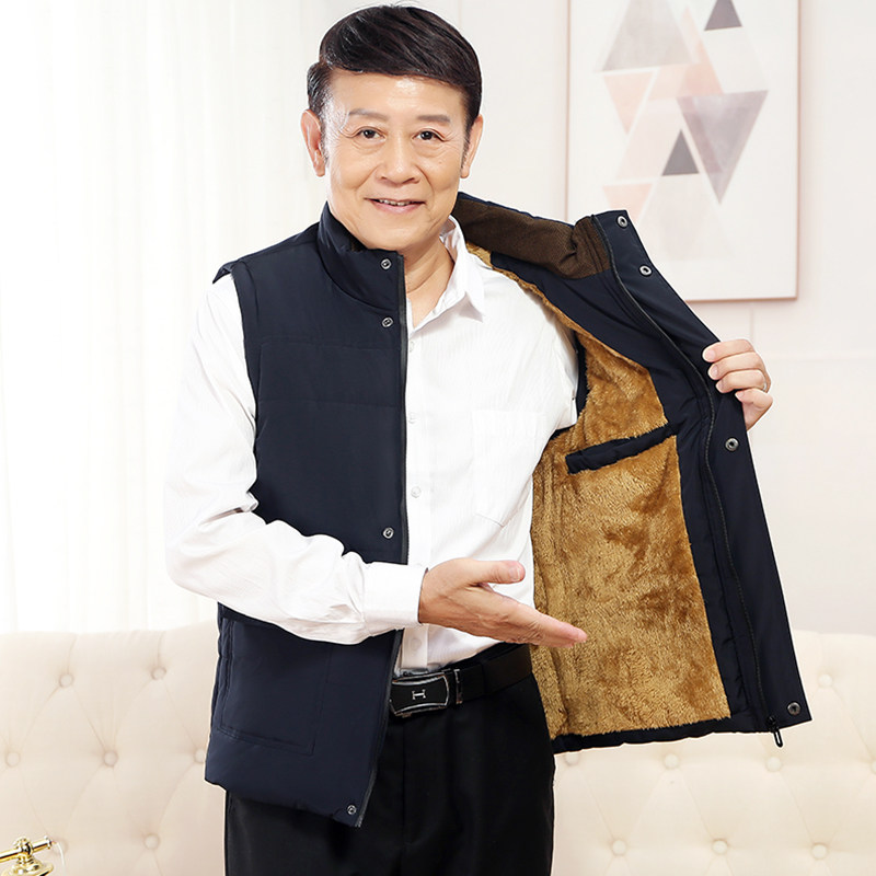 冬季中老年棉马甲男加厚坎肩老年人加绒背心爸爸冬装保暖内搭外套