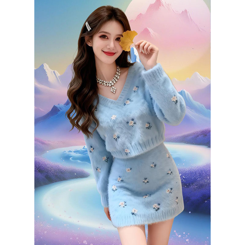 秋冬2026超火穿搭一整套独特漂亮慵懒风软糯毛衣半身裙两件套装女,女装/女士精品,大码套装,淘宝优惠券,粉丝福利购,淘宝优惠卷