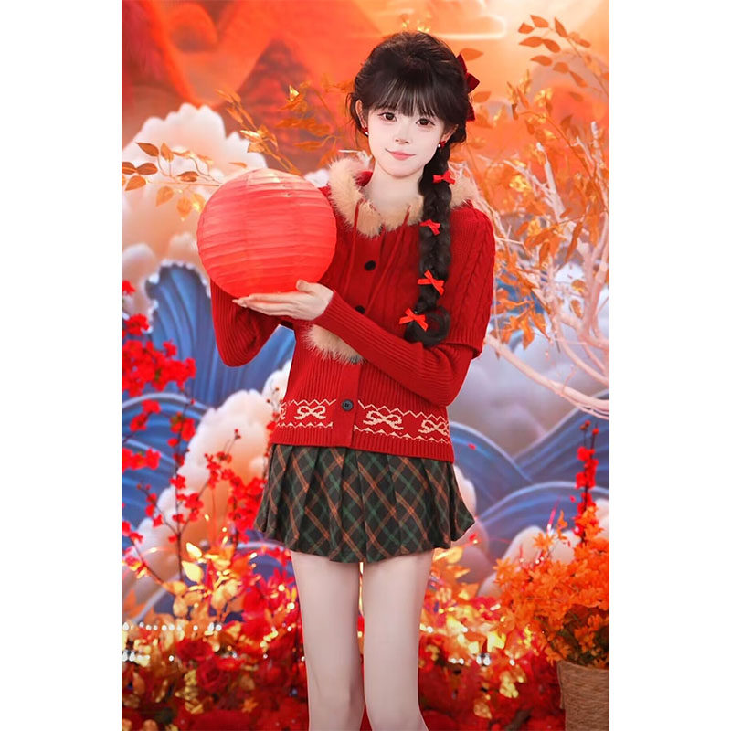 独特漂亮冬装今年流行圣诞慵懒风红色毛衣开衫气质收腰显瘦针织衫,女装/女士精品,大码套装,淘宝优惠券,粉丝福利购,淘宝优惠卷