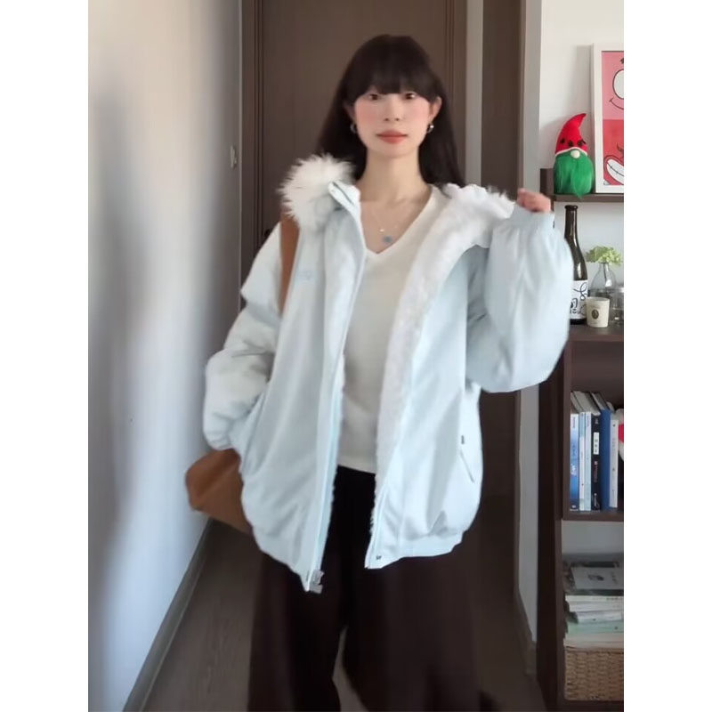 今年流行爆款美式加厚大毛领派克羽绒棉服女冬季保暖宽松棉衣外套