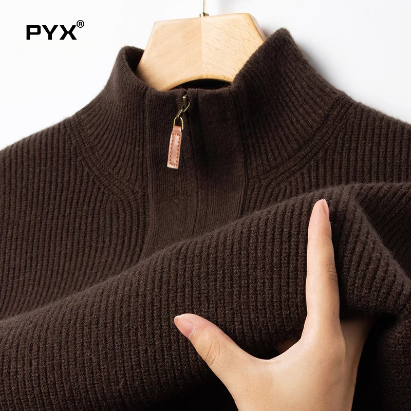 高端加厚羊毛衫男士毛衣2025新款秋冬季拉链高领保暖针织上衣男款