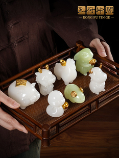 玉石《十二生肖》摆件鼠牛虎兔龙蛇马羊猴鸡狗猪客厅招财风水家居