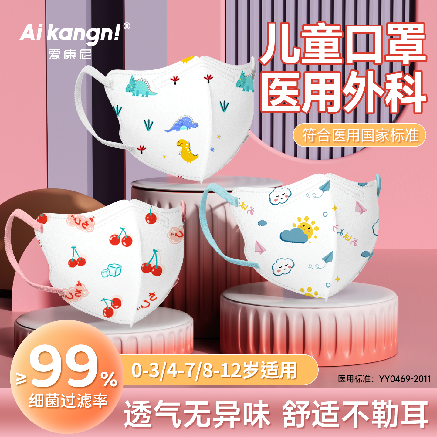 儿童口罩医用外科男女孩上学专用