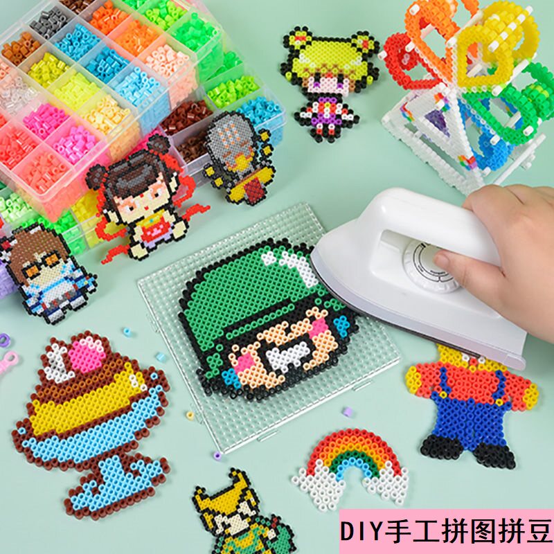 3d钥匙扣魔法豆拼图粘贴画男孩拼魔法珠套装手工配件水晶珠豆豆