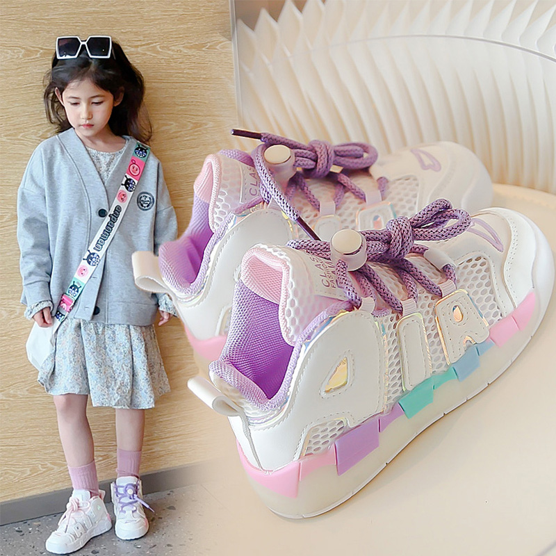 女童鞋子板鞋2025新款春季软底轻便儿童运动鞋女孩跑步老爹鞋大童
