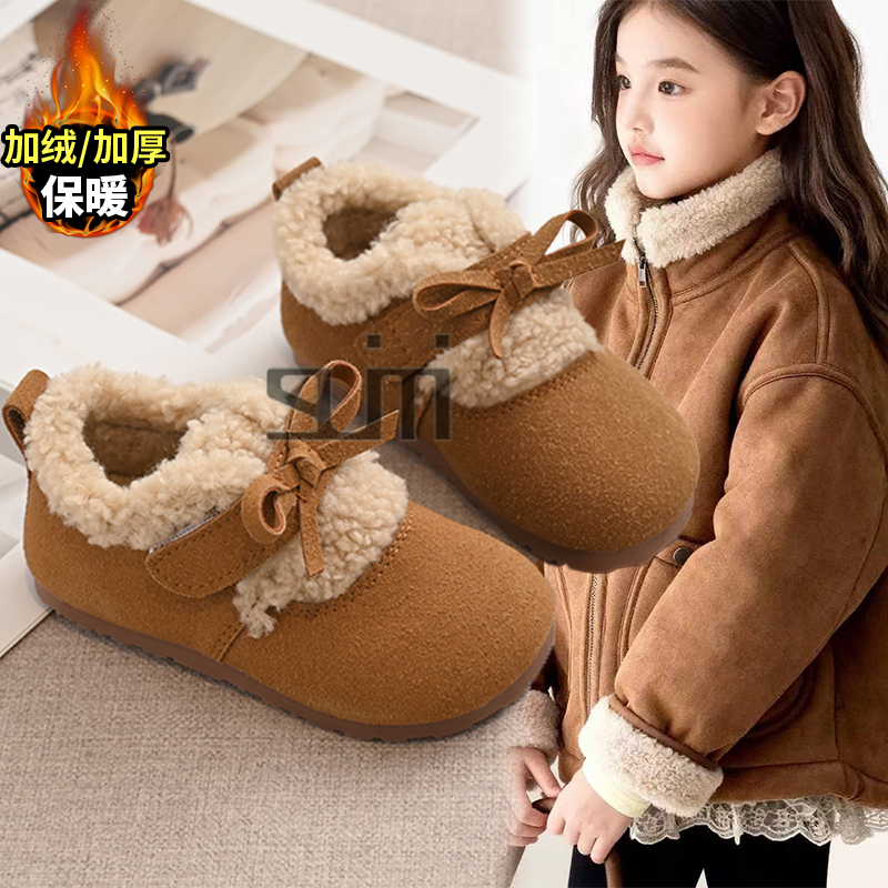 女童加绒毛毛棉鞋2025冬季新款