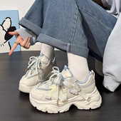 厚底增高ins百搭运动鞋 中大童女孩绑带老爹鞋 2026新款 女童运动鞋