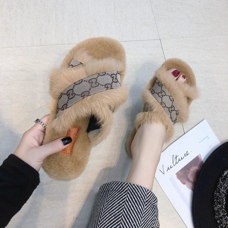 Maomao slipper 2019 Autumn and winter new pattern All-match fashion Net Red Flat bottom Home Furnishing Rabbit's hair Cotton mop ins tidein the Women's Shoes, Slippers  category - from Buy2taobao.com to provide professional Taobao agent buy service