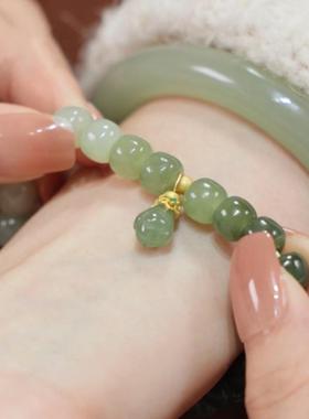 渐变玉兰花吊坠手链冰润和田玉手串时尚简约百搭女生款手饰品手链