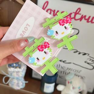 绿色可爱文字亚克力个性字发夹大号水色草字发夹发卡发饰头饰创意
