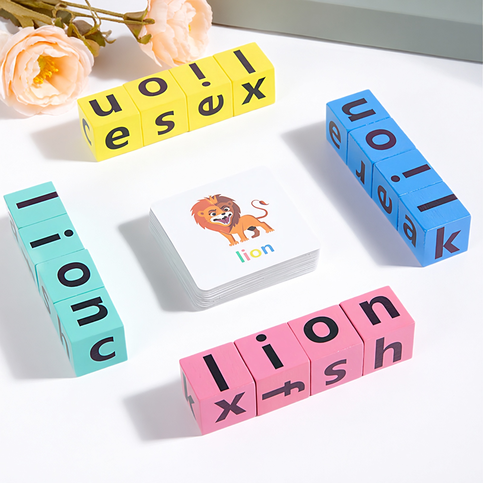 彩色字母积木早教益智玩具儿童英语单词学习拼读方块自然拼读教具