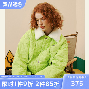 CONCORDEVENT菱形格轻薄衬衫羽绒服夹克男女情侣短款保暖外套冬季
