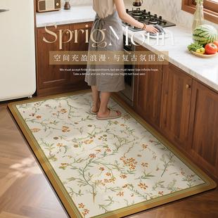 美式 复古厨房地垫防滑防水防油耐脏脚垫可擦免洗吸水自由裁剪地毯