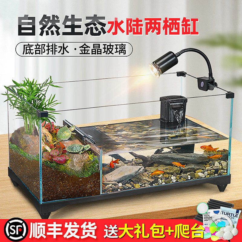 乌龟缸家用生态造景超白玻璃饲养箱半水龟黄缘客厅两栖周转箱鱼缸