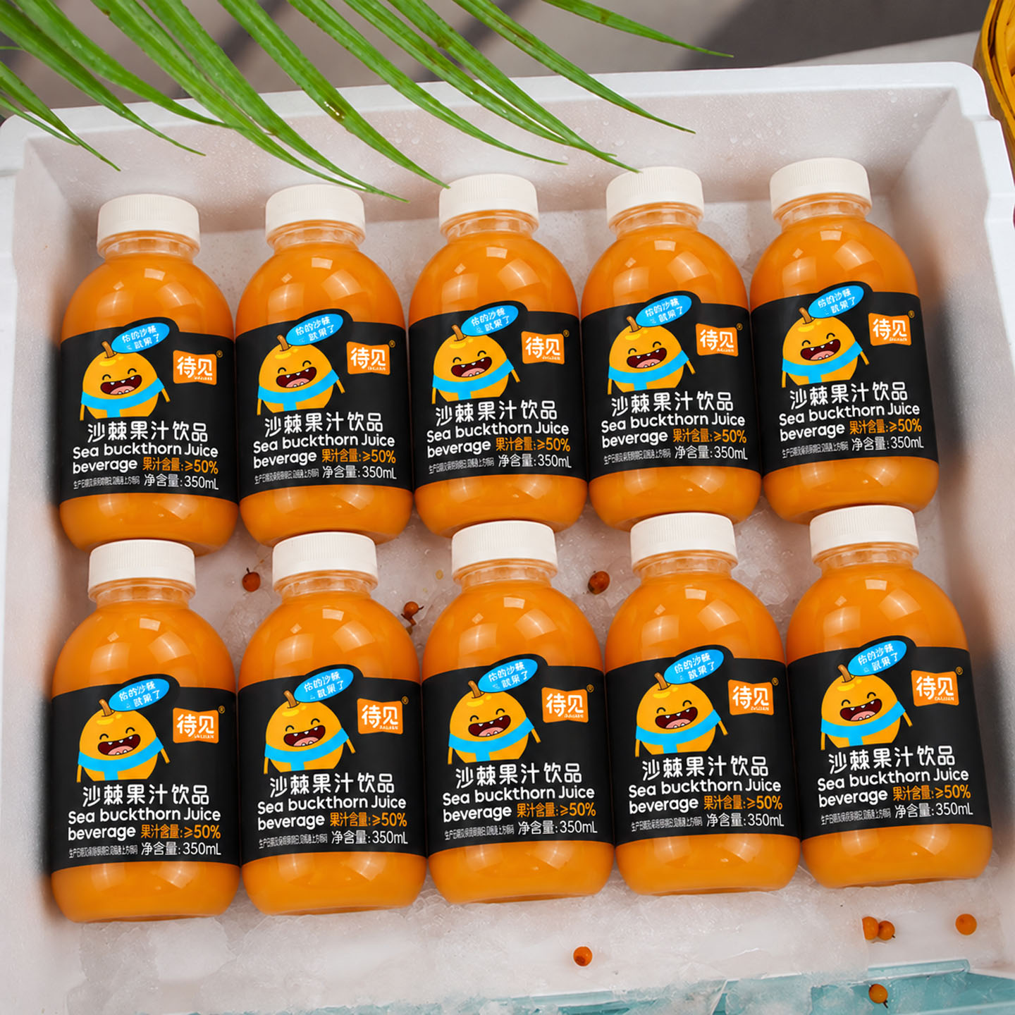沙棘汁饮料350mlx10瓶原浆40山西吕梁特产年货果汁饮品VC整箱瓶装