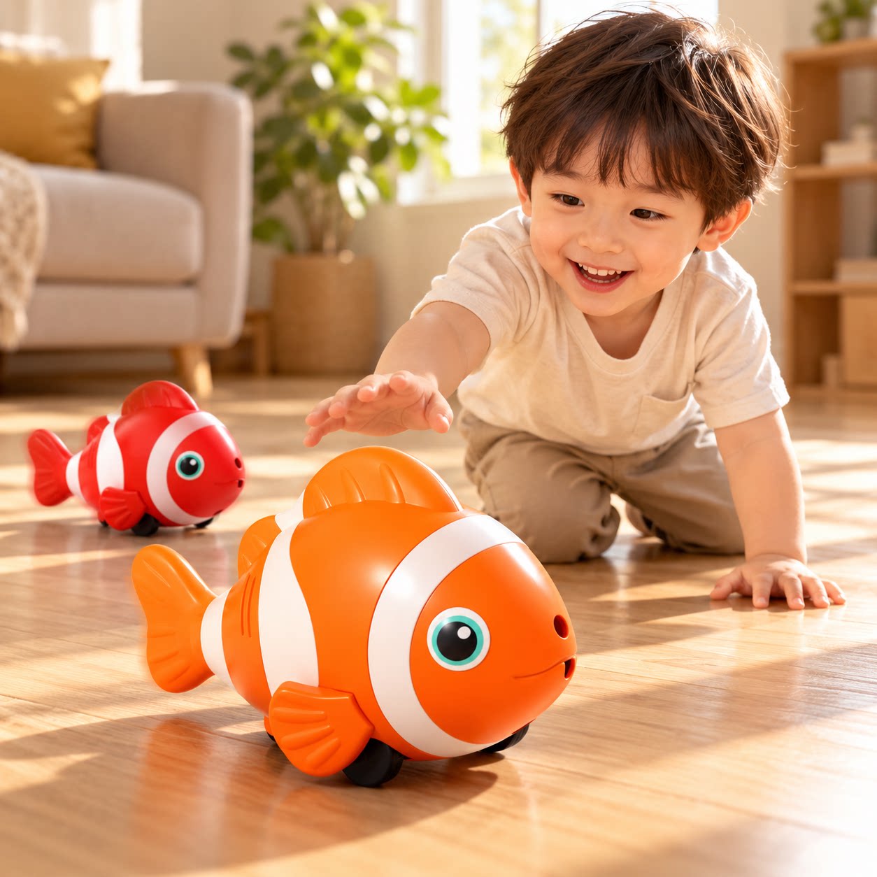儿童小宝宝小鱼玩具会动的丑鱼跳舞学电动爬行抬头爬引导婴幼儿