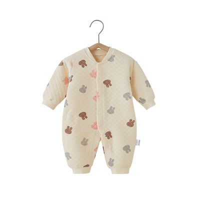 婴儿连体衣夹棉秋冬保暖