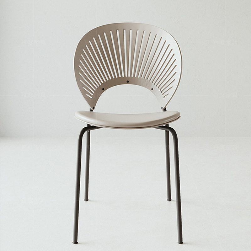 贝壳椅餐椅靠背椅客厅小户型餐椅纳帕皮艺会客椅酒吧咖啡极简风