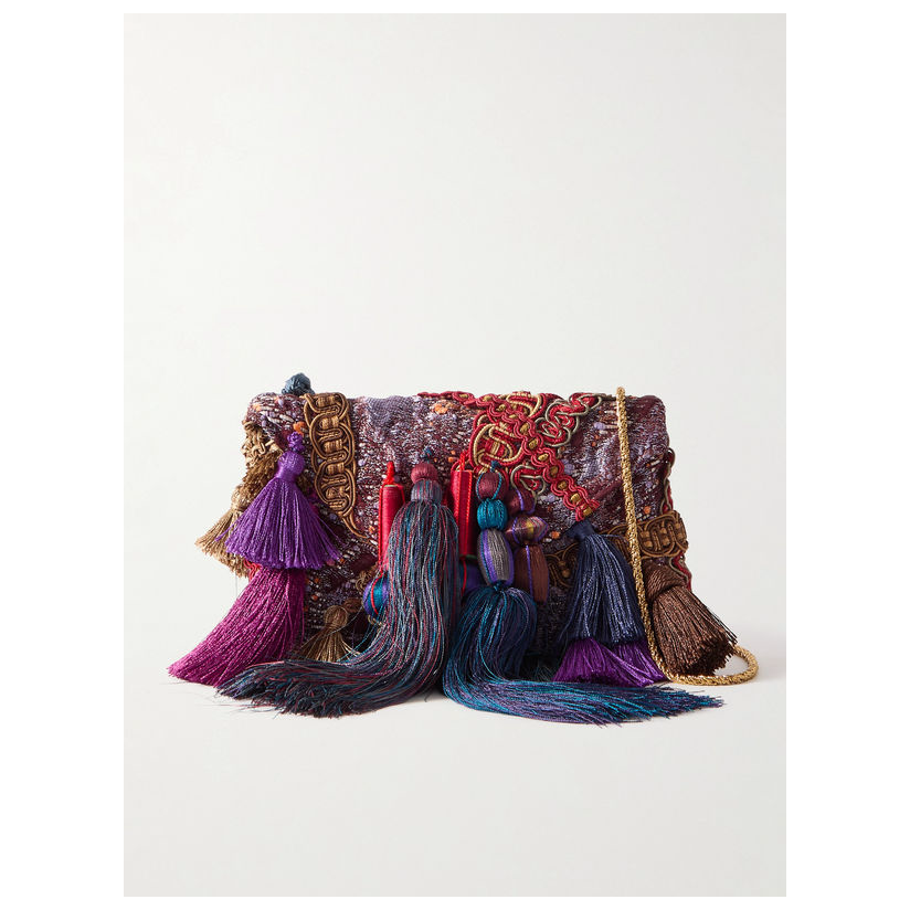 DRIES VAN NOTEN 流苏嵌花珠皮呢手包女耐用腋下包包包送女友女夏