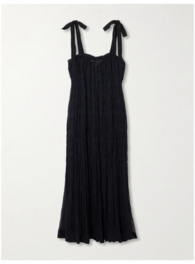 Alix Of Bohemia Emrys 条纹罩衫式雪纺中长连衣裙女OL风百搭in