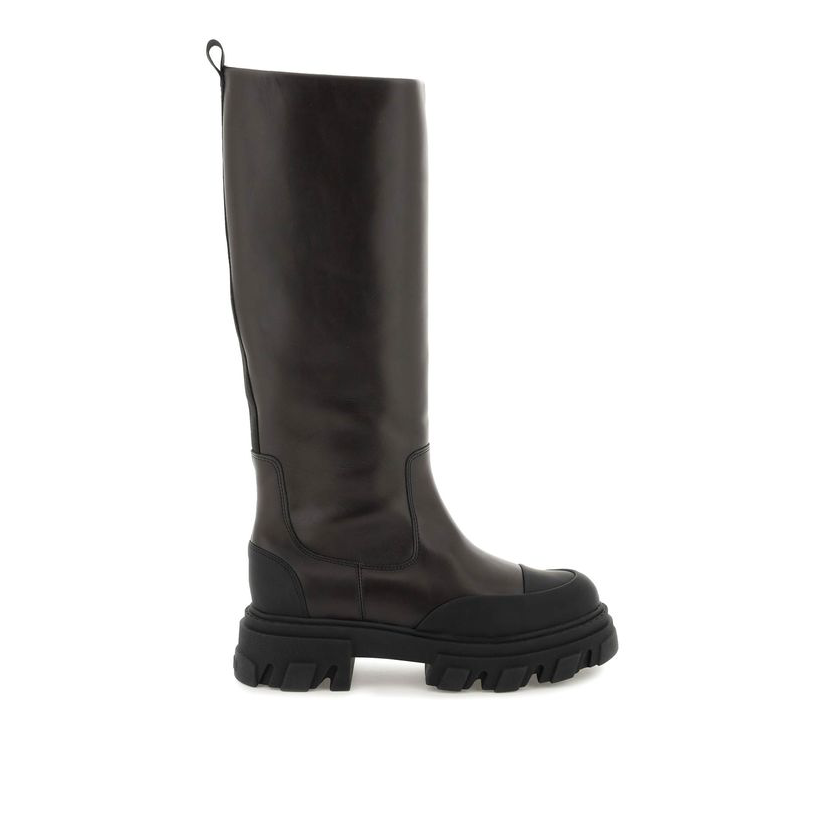 ganni 甘尼 tubular 皮质靴子女